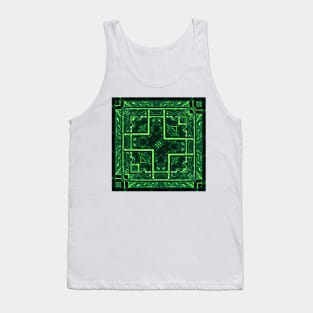 vivid aurora northern lights inspired square format design as puzzle and maze Tank Top